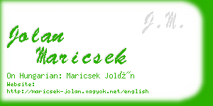 jolan maricsek business card